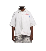 Loiter White Rhinestone Button Up
