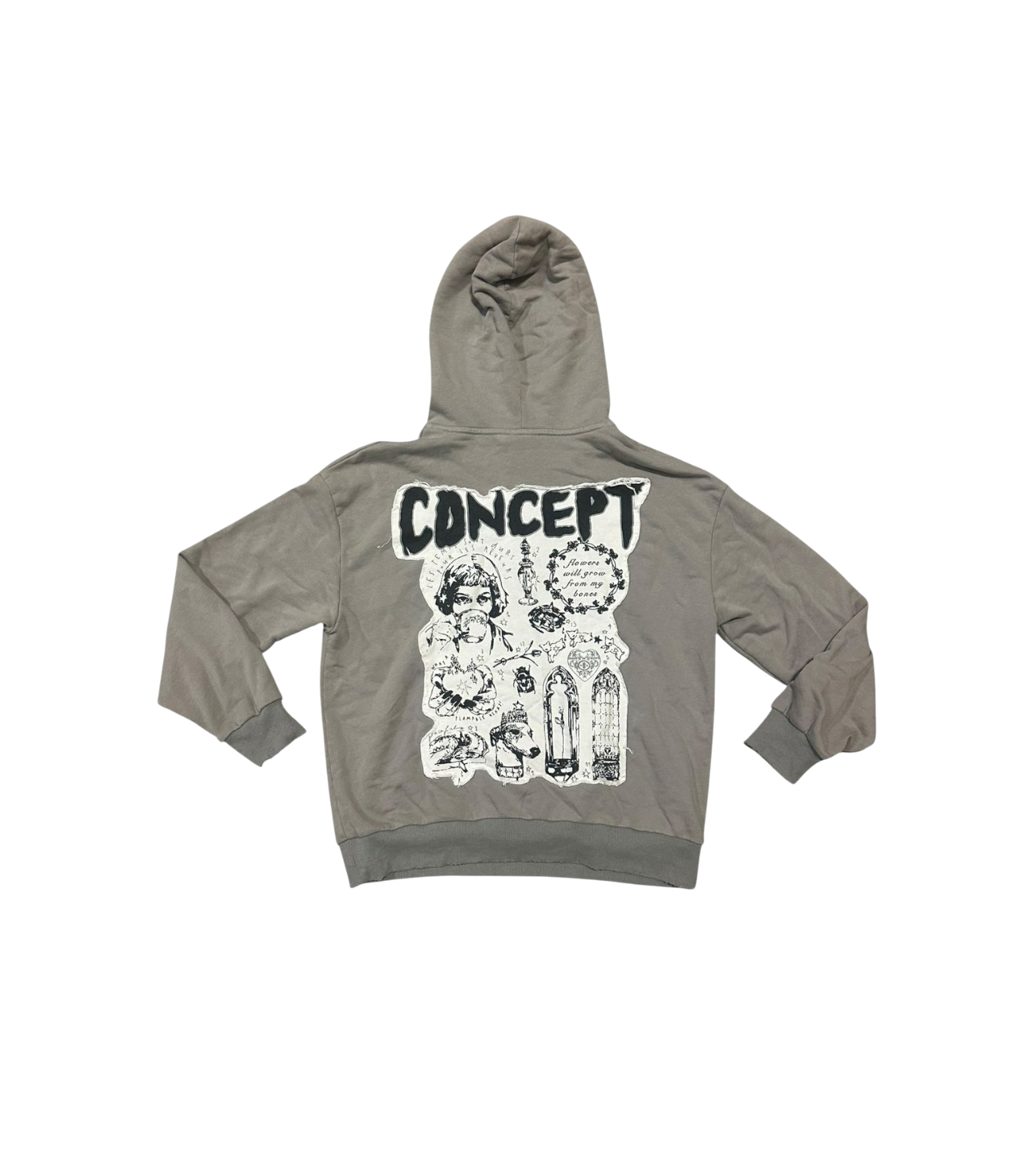 Concept “Flowers” Patch Hoodie Grey