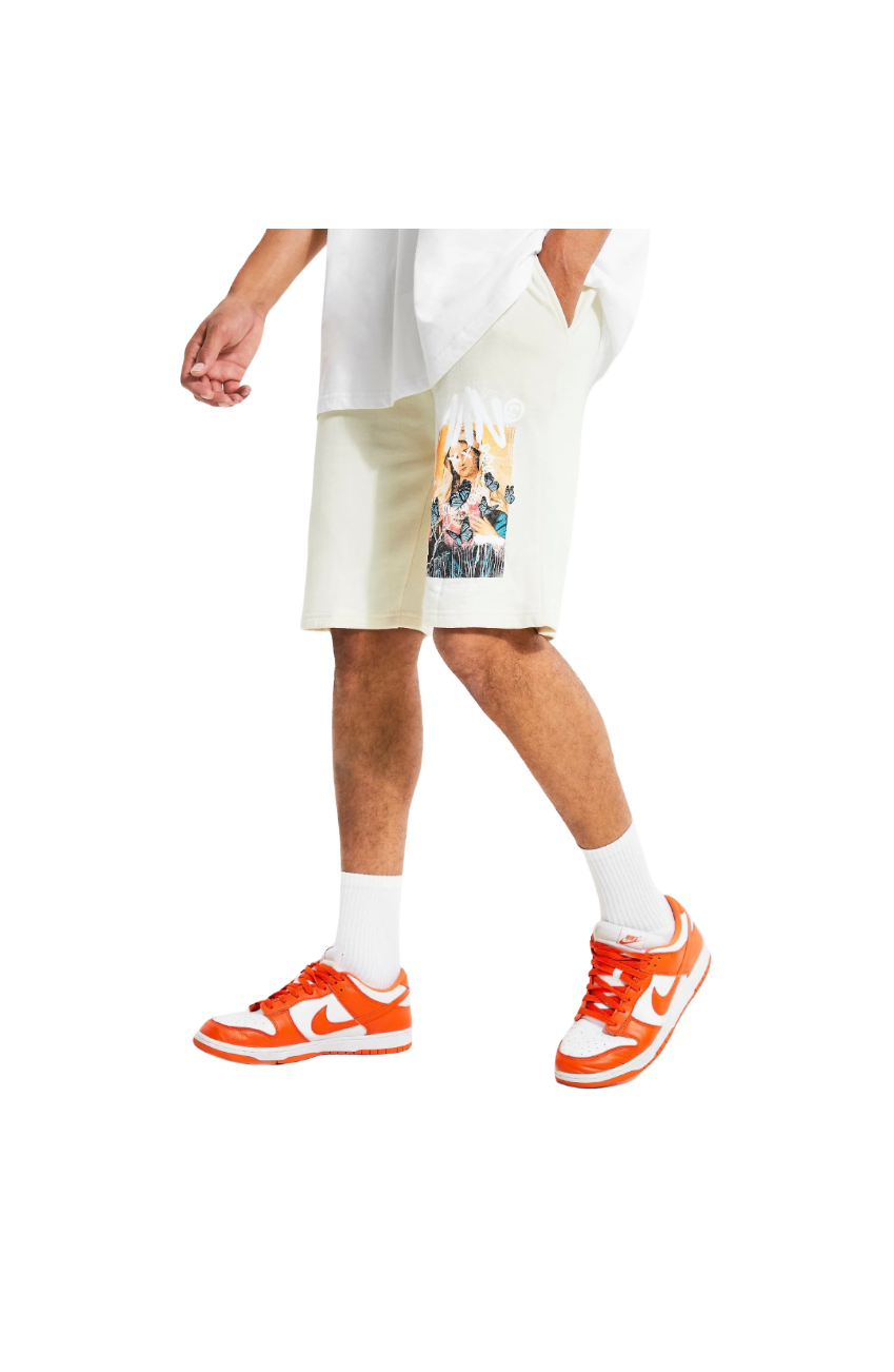 Cream Butterfly Statue Shorts