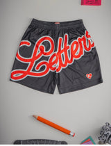 Red Letters Varsity SpellOut Shorts