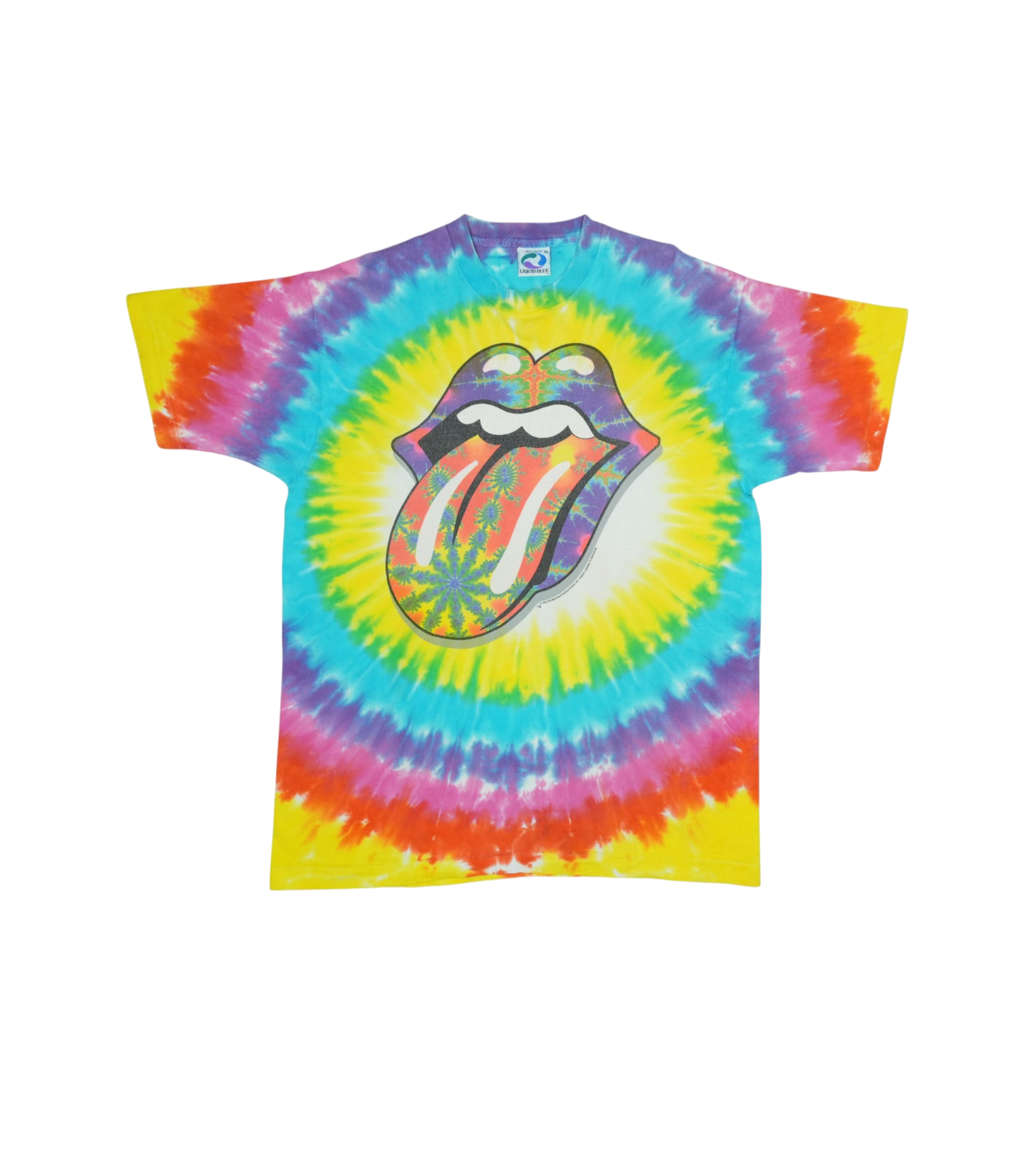 Vintage 1994 Rolling Stones “Fractal Tongue” Liquid Blue Tie Dye T-Shirt XL