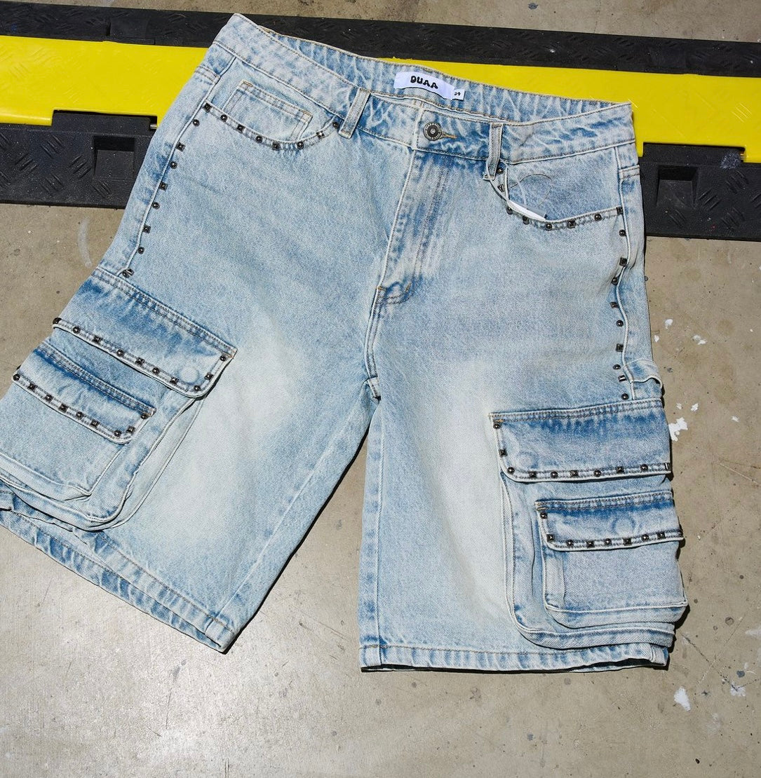DUAA “Noble” Studded Jean Shorts