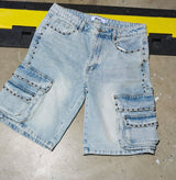 DUAA “Noble” Studded Jean Shorts