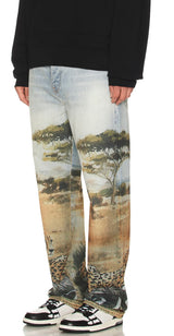 AM Cheetah Straight Denim Jeans
