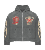 Awoken Dreams Grey Varsity Zip-Up Hoodie