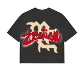 Mixed Emotion Rhinestone Red Angel Tee