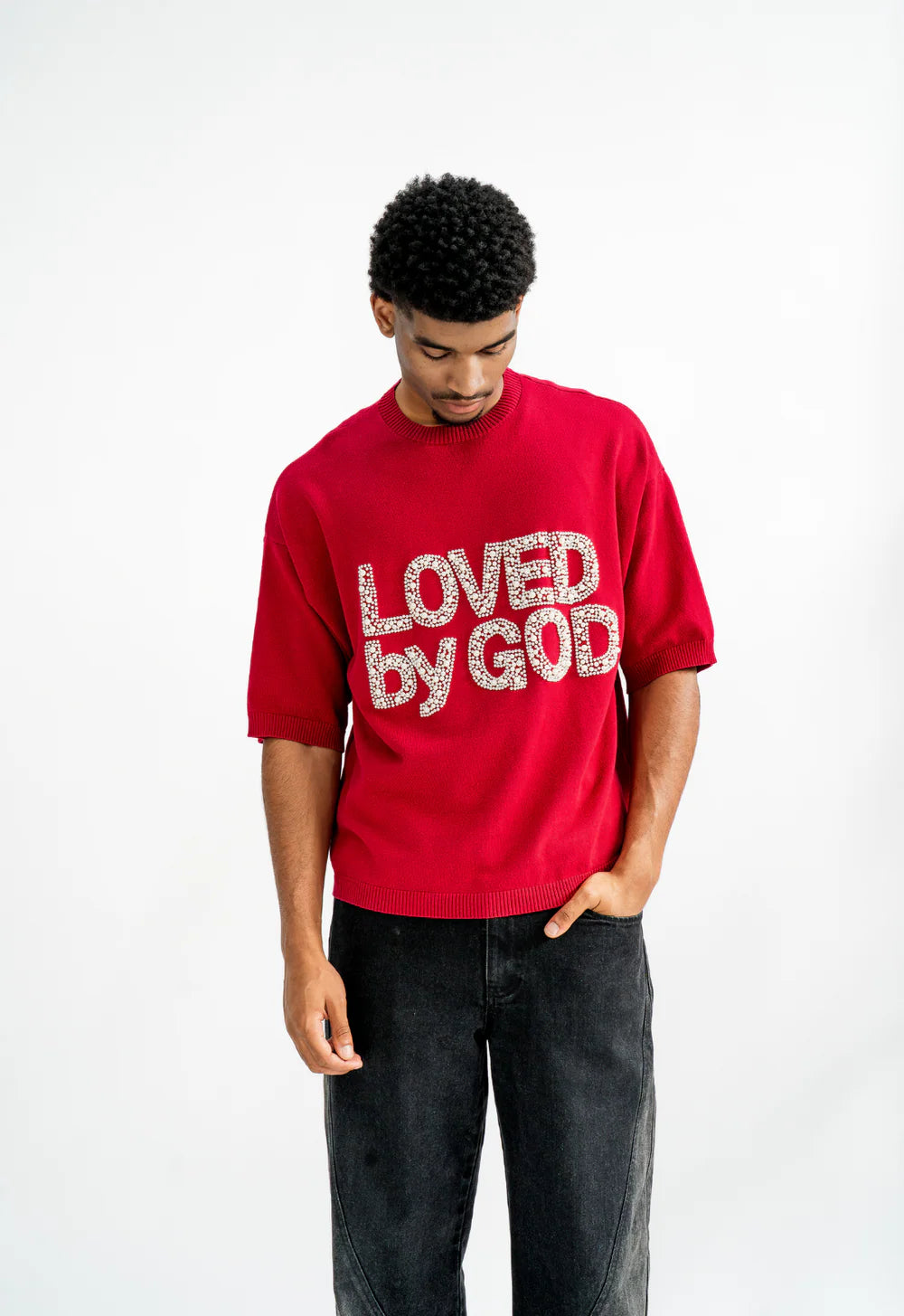 God In You “Loved” Knit Tee Red