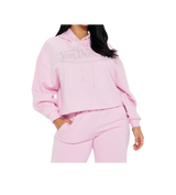 Von Dutch Pink Rhinestone Cropped Hoodie