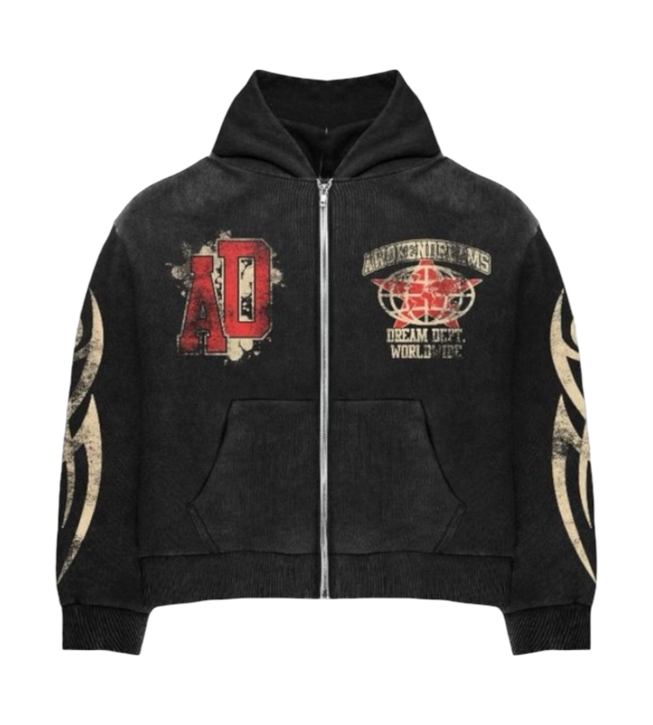 Awoken Dreams Black Varsity Zip-Up Hoodie
