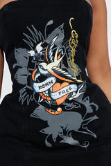 Ed Hardy Swallow Mini Dress Black
