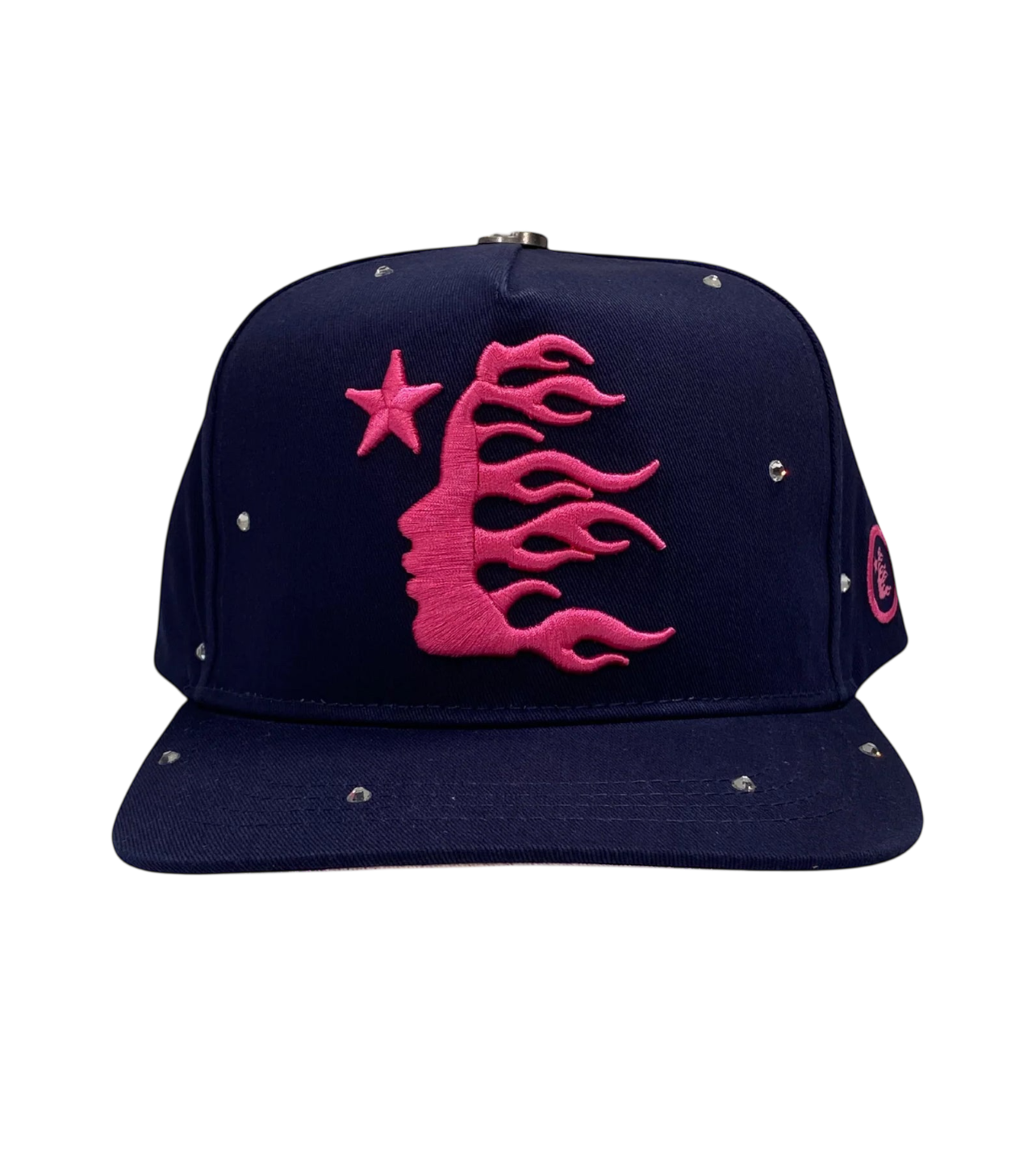 Hellstar Rhinestone Logo Hat Navy/Pink