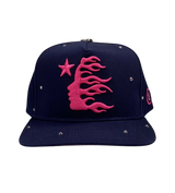 Hellstar Rhinestone Logo Hat Navy/Pink
