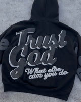 Red Letters Trust God Hoodie Black