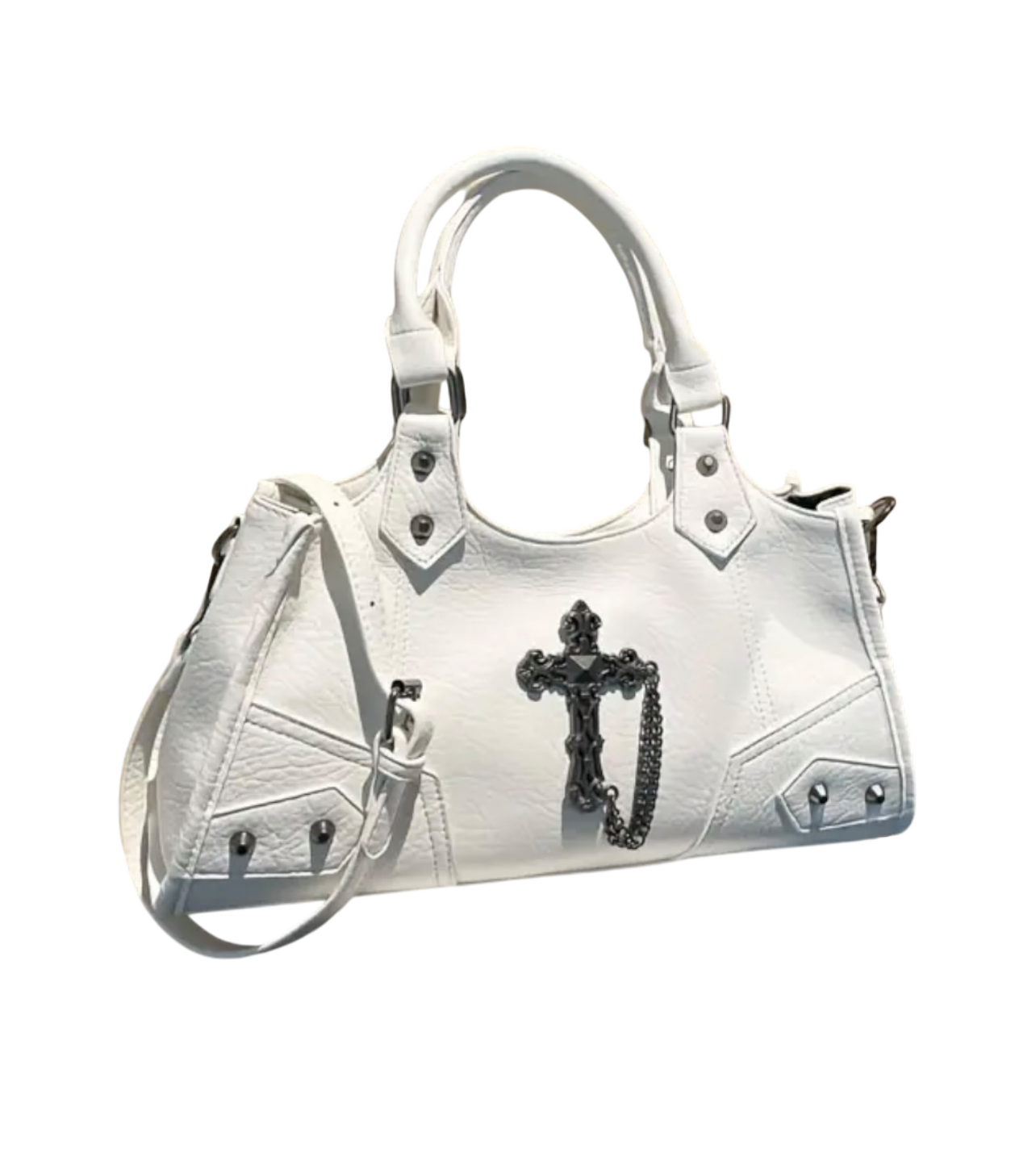 Y2K Gothic Cross Bag White