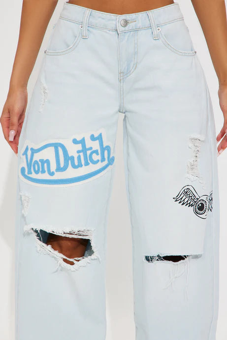 Von Dutch Wide Patch Light Denim
