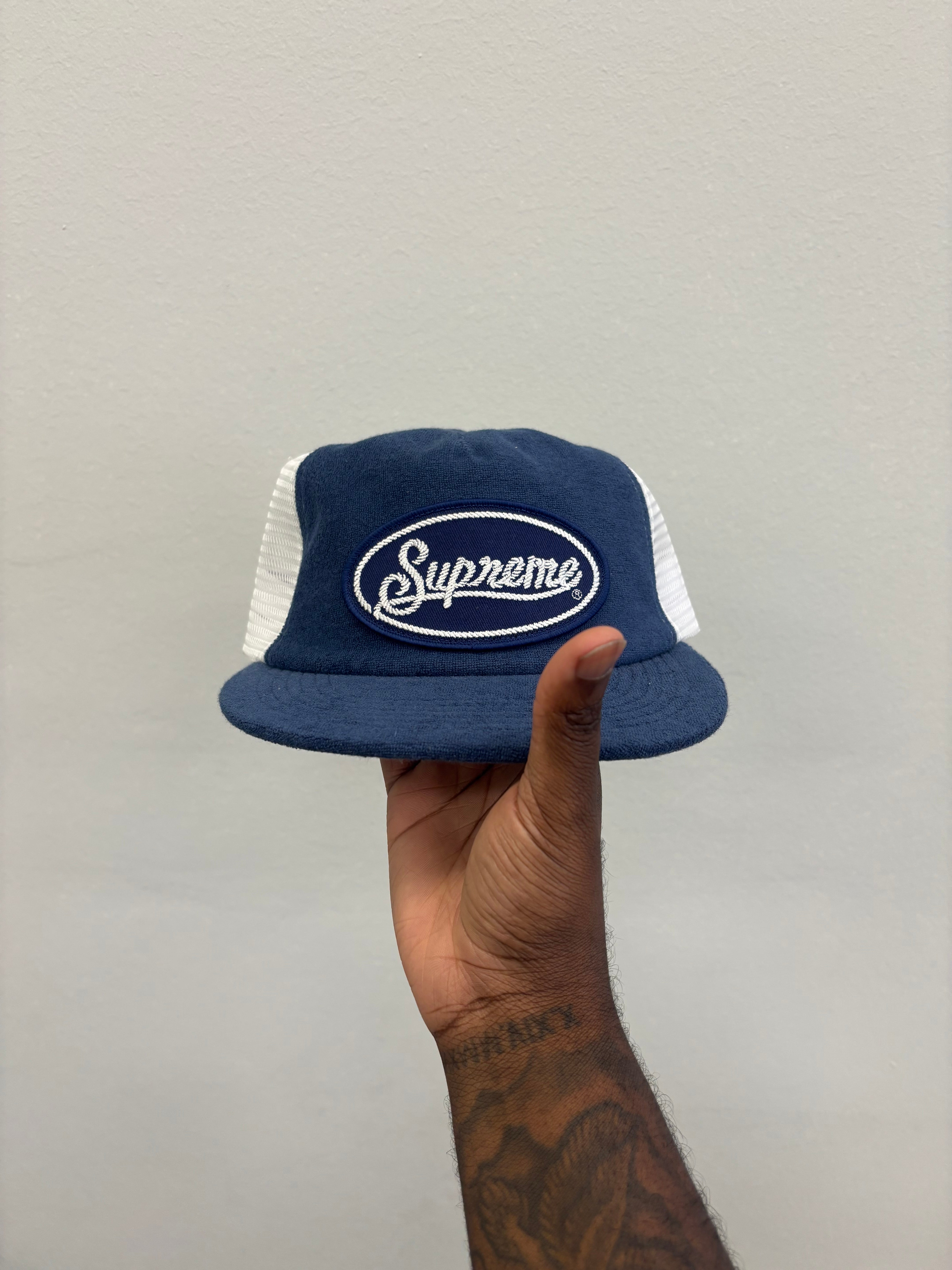 Supreme Terry Mesh Back 5 Panel Blue Hat