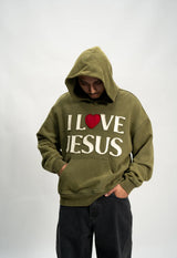 God In You I Love Jesus Hoodie Olive Green