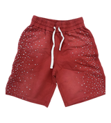 DUAA “Love” Red Rhinestone Shorts