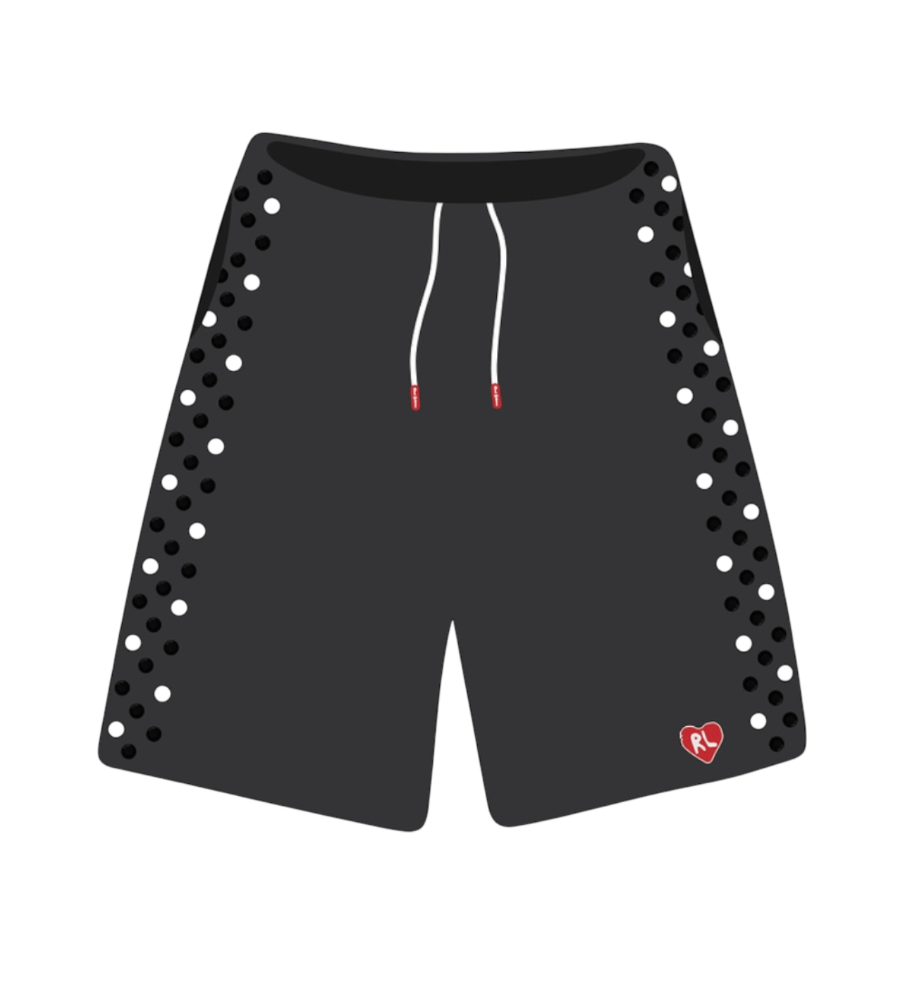 Red Letters Rhinestone Black Shorts