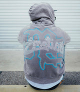 Mixed Emotions Rhinestone Angel Hoodie Grey/Blue