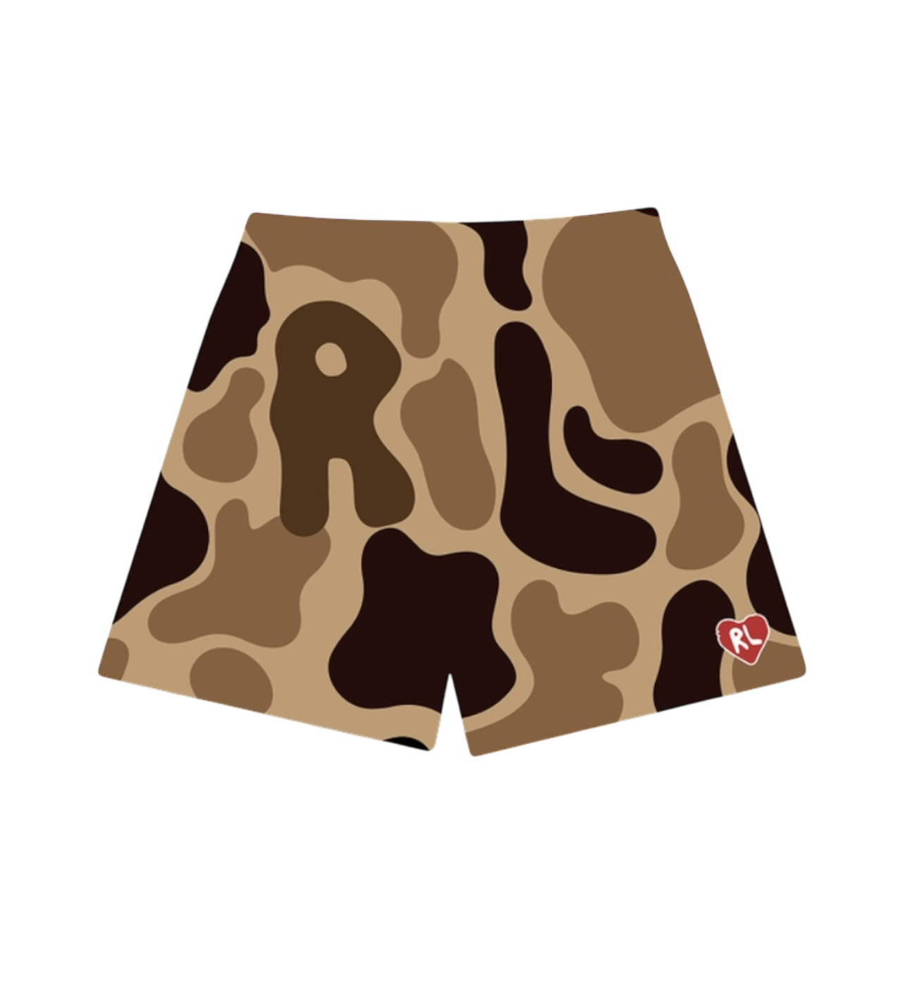 Red Letters Camo Mesh Shorts