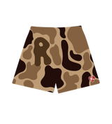 Red Letters Camo Mesh Shorts