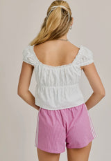Le Lis White Square Neck Open Top