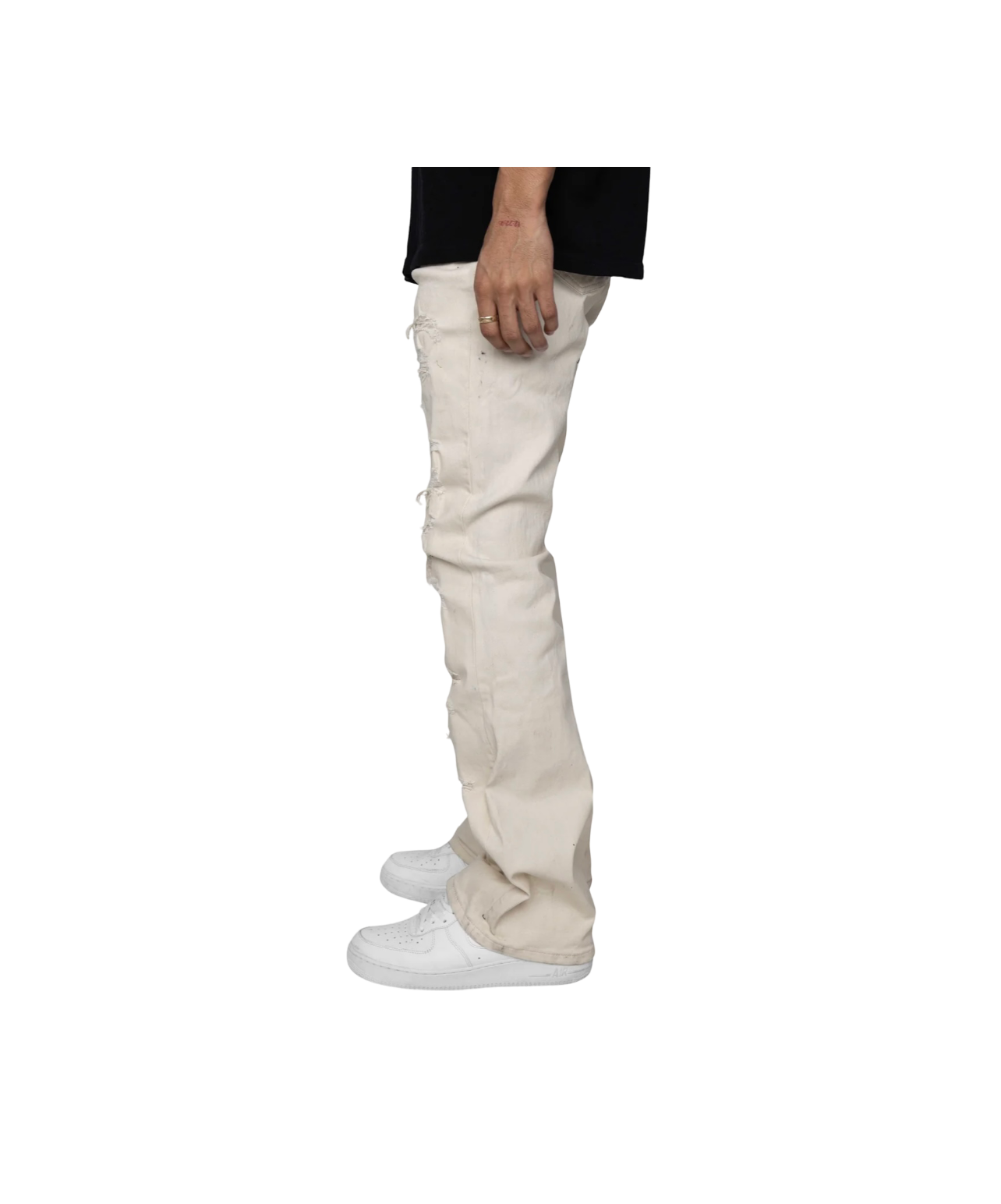 EPTM Cream Denim Ripped Jean