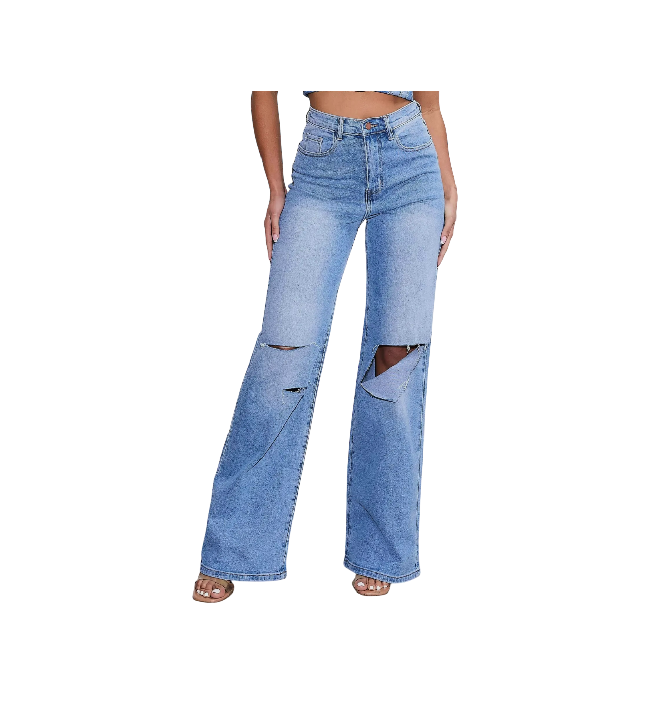 Vibrant Ripstop Wide Leg Blue Wash Jean