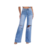 Vibrant Ripstop Wide Leg Blue Wash Jean
