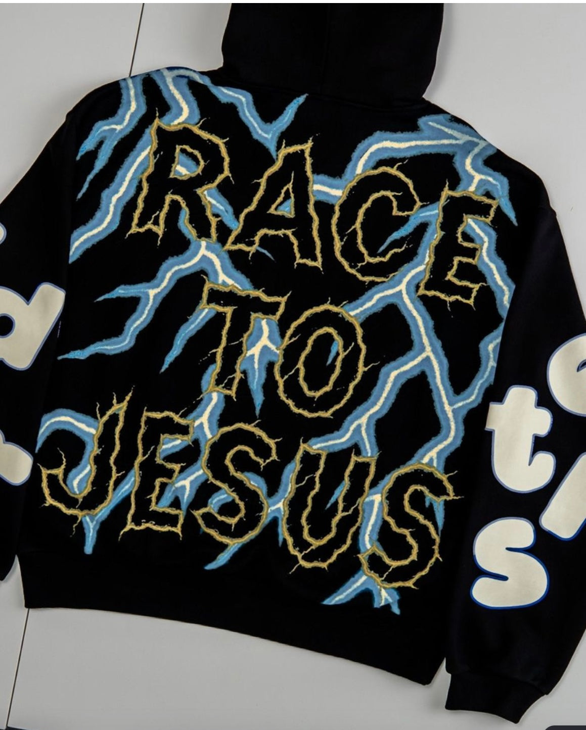 Red Letters Racer To Jesus Black Hoodie