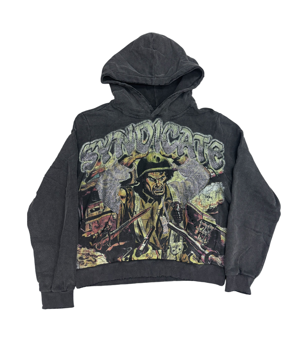 Syndicate “War” Rhinestone Hoodie Black