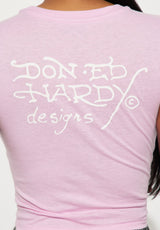 Ed Hardy Pink Fish Rhinestone Tee