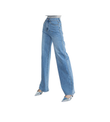 Vibrant Studded Wide Leg Denim Blue Wash