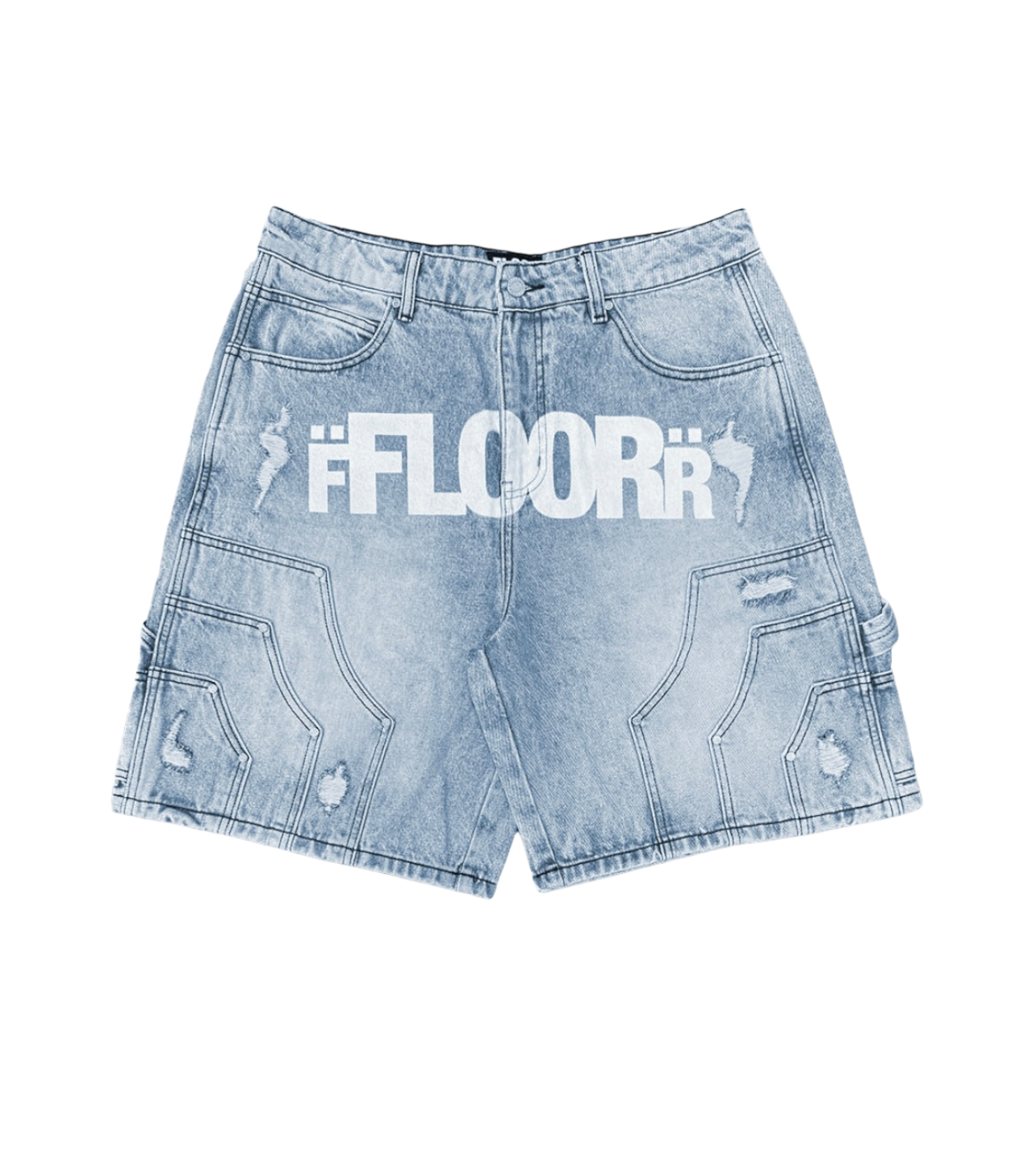 Floor 914 Uniform Jean Shorts Blue