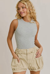 Lelis Ribbed Tank Bodysuit Heather Gray