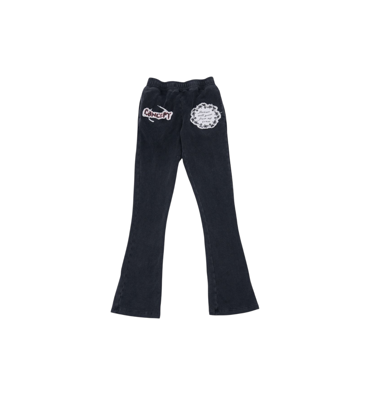 Concept “Flowers” Flared Sweats Black