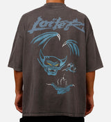 Loiter Acid Wash Anime Winged Tee