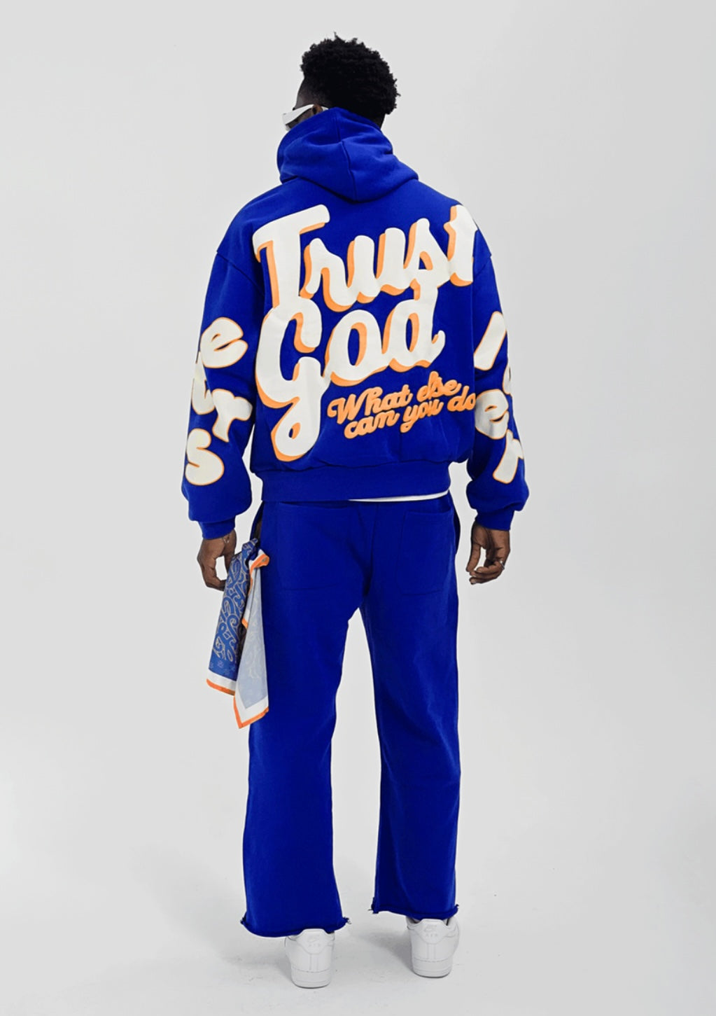 Red Letters Trust God Blue Hoodie