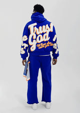 Red Letters Trust God Blue Hoodie
