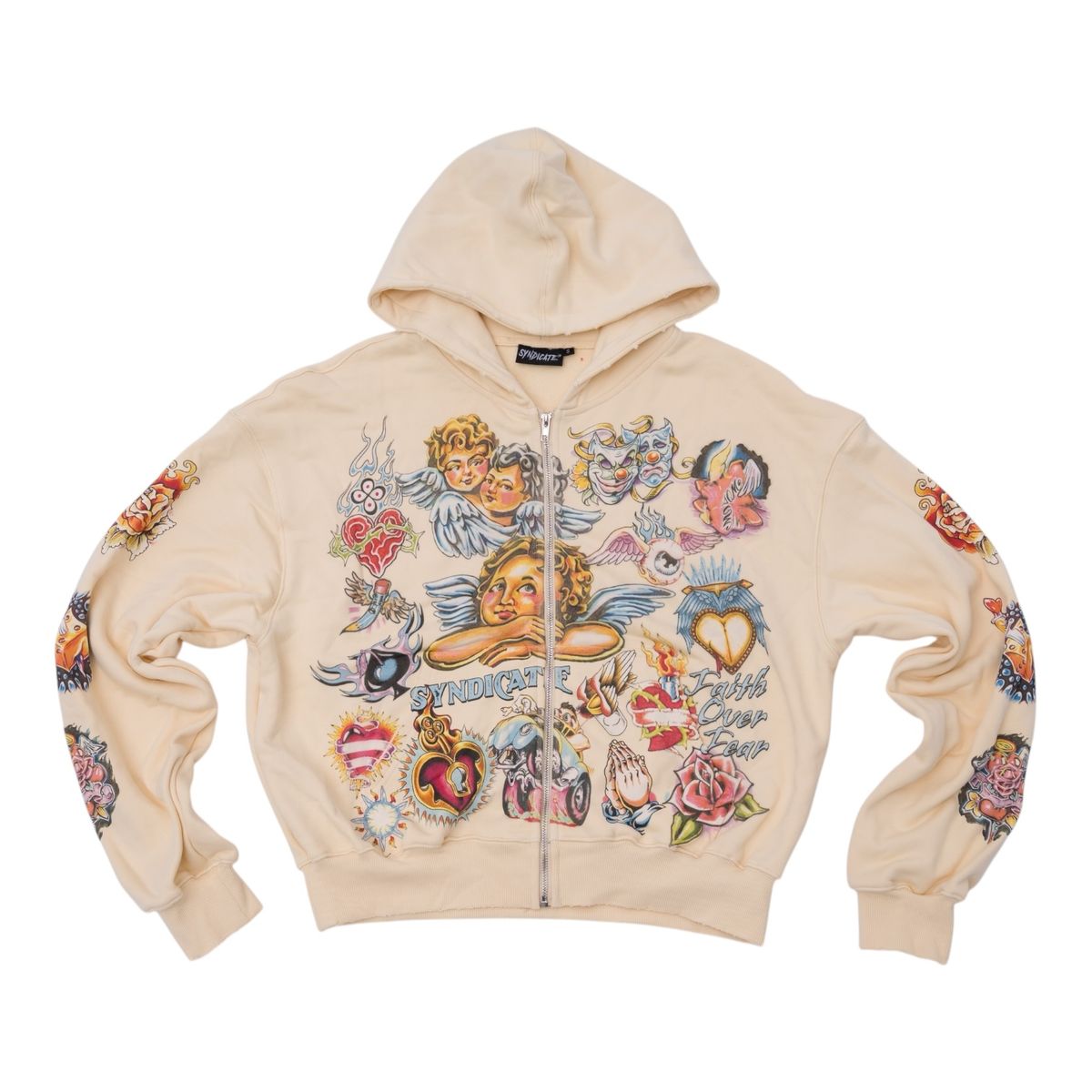 Syndicate “Faith” Zip Up Hoodie Cream