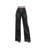 Vibrant Black Leather Pearl Pant