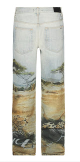 AM Cheetah Straight Denim Jeans
