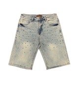 Waimea Blue Rhinestone Studded Short Light Wash