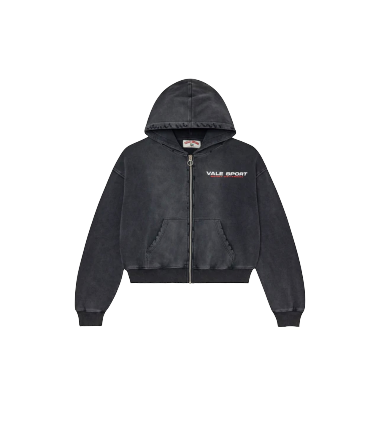 Vale Distressed Zip Hoodie Black
