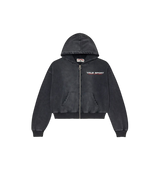 Vale Distressed Zip Hoodie Black