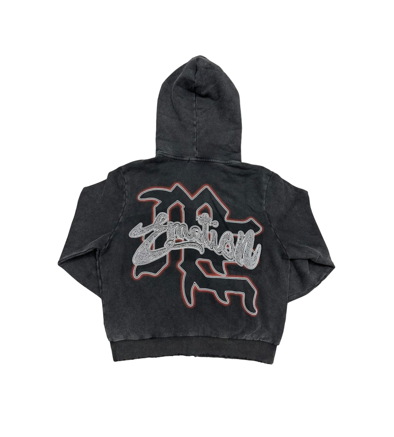 Mixed Emotions Rhinestone Angel Hoodie Red/Black