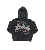 Mixed Emotions Rhinestone Angel Hoodie Red/Black