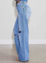 Vibrant Ripstop Wide Leg Blue Wash Jean