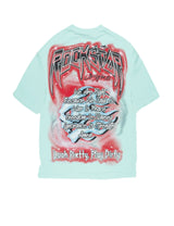 Rockstar Peace and War Teal Tee